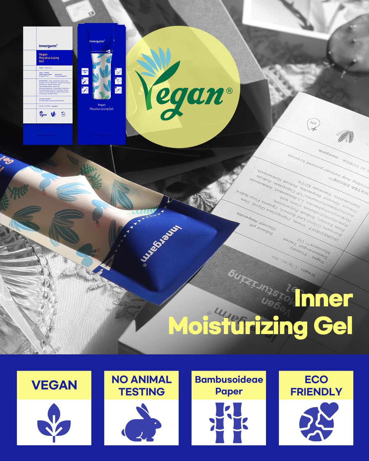 wettrust Innergarm Vegan Moisturizing Gel - pH Balanced Intimate Care for Women, Natural Ingredients, 6 Count